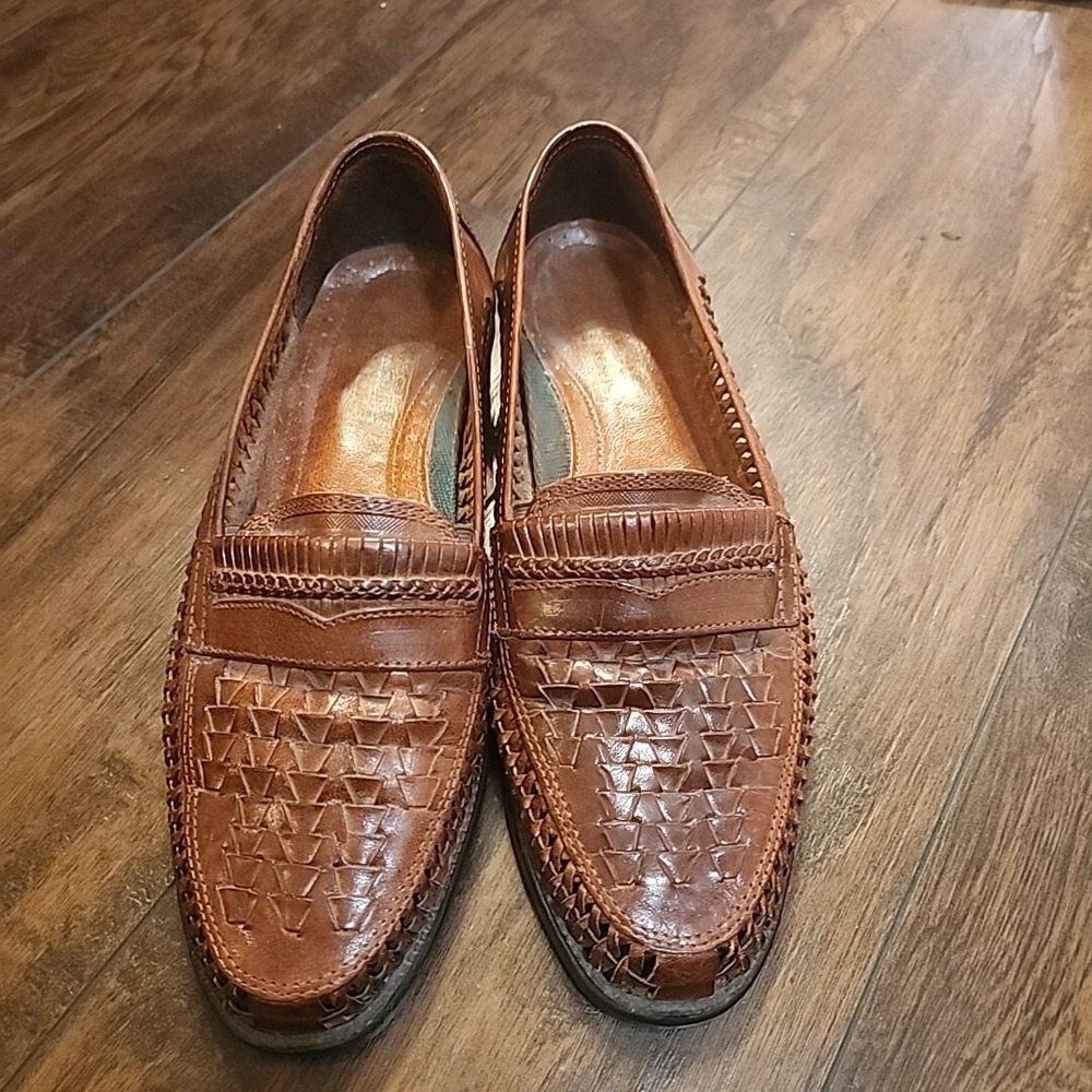 Soft Stags Brown Braided Loafers Leather Slip On Shoes Men's Size 11